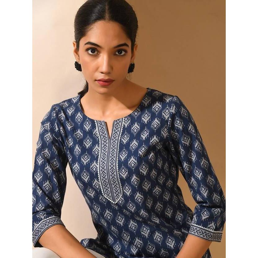 Top Kurta Reto de Viscose Estampado Feminino Top Túnica Festa Indiana Paquistanesa SC-2147