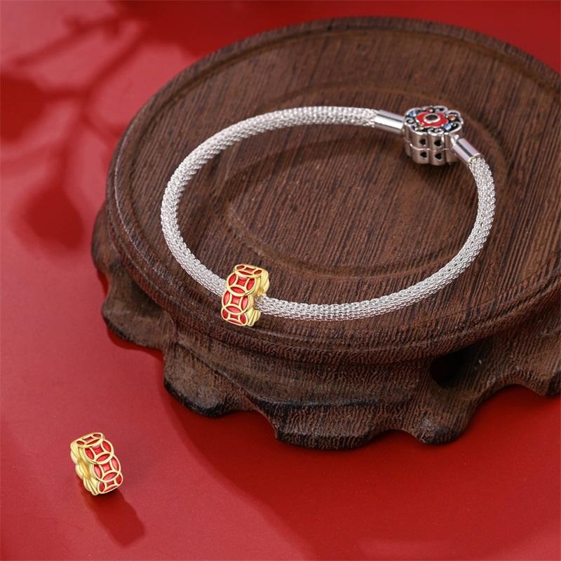 Copper Chinese Knot Gold Ingot Squib Charms New Year'S Traditional Beads Fit Pandachoriginal Bracelets Diy Jewelry Gift
