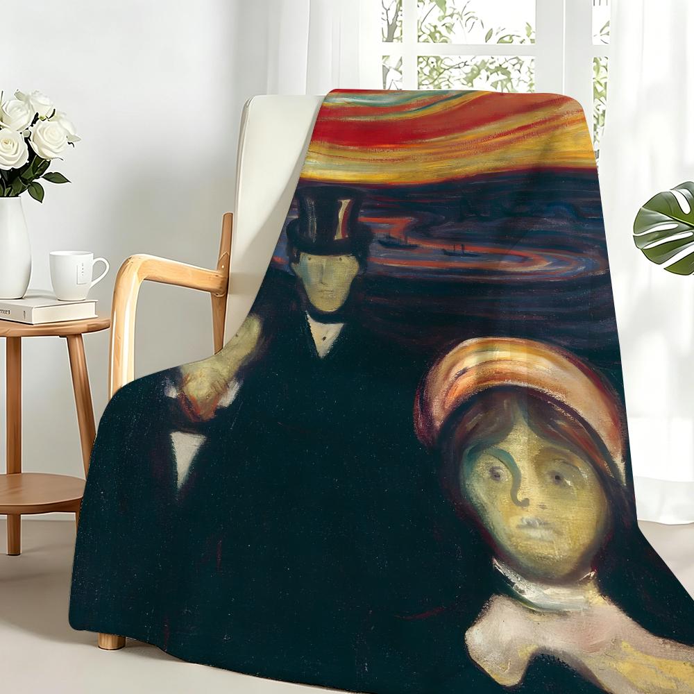 Artist E-Edvard Munch Throw Flannel Blanket Perfect for Sofa Office Bed Travel Sleep Read Relax Camping four season use