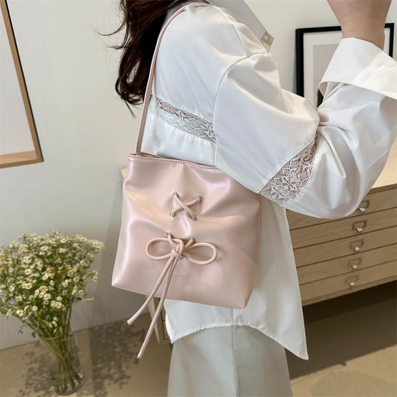 Stylish Korean Bucket Bag 2024 Summer Trendy Chic Sweet Bow Tie Design For Women