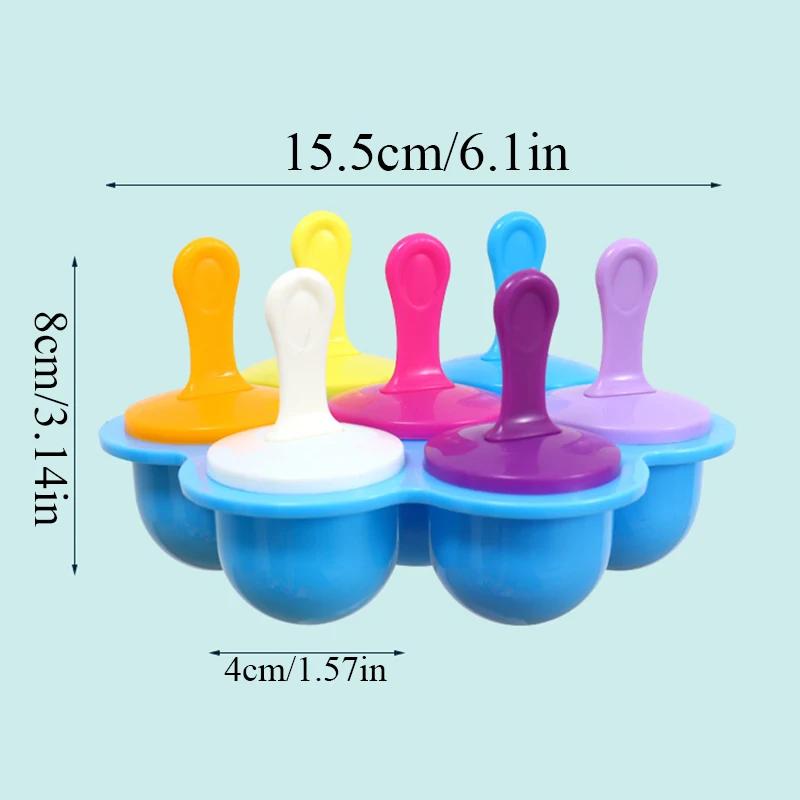 7 Holes Ice Cream Mold Children's Popsicle Mold Food Supplement Box Silicone Ice Tray Ice Lolly Mold Fruit Shake Accessories