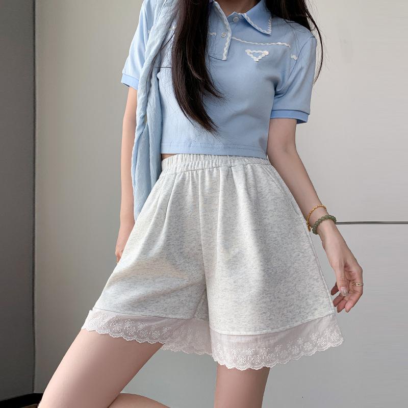 Summer Women's Thin New Straight High Waist Outer Wear Wide Leg Pants Thin Five-point Pants