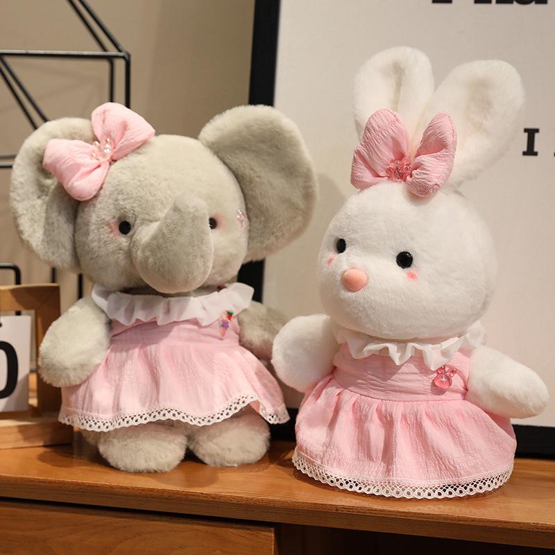 Cartoon Cute Couple Little Rabbit Little Elephant Doll Plush Toy Doll Children Pillow Girls Holiday Gift