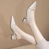 Pointed Toe Sandals for Women with a French Style Thick Heel and Retro High Heels for Women