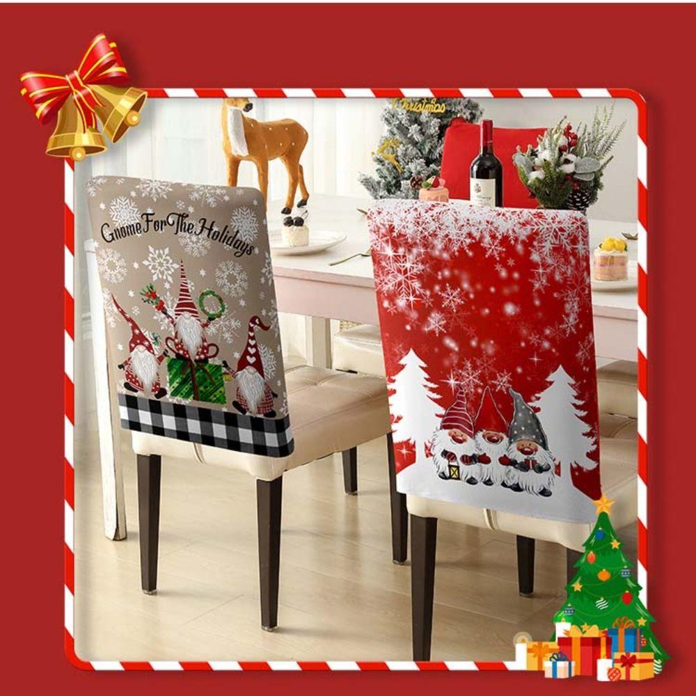 Cartoon Christmas Chair Cover Ball Polyester Fiber Xmas Dinner Chair Seat Cover Removable Soft Christmas Table Decor