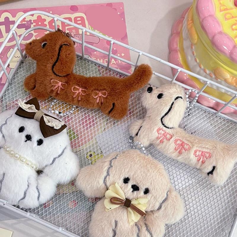 Dog Shaped Plush Bag Charm Keyring Soft Stuffed Animal Keychain Shopping Bag Charm Fashion Accessories for Everyday Use