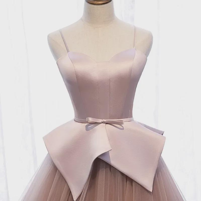 Rochie de domnișoară de onoare roz, fără mâneci, din satin, cu model de coadă de pește, 2022