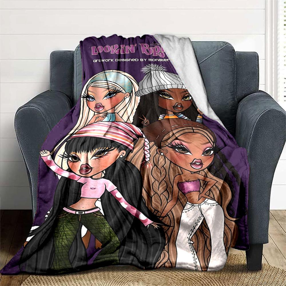 1pc Lookin' Bratz Monsterlool Soft Warm Throw Blanket Nap Blanket For Couch Sofa Office Bed Camping Travel,Comfortable