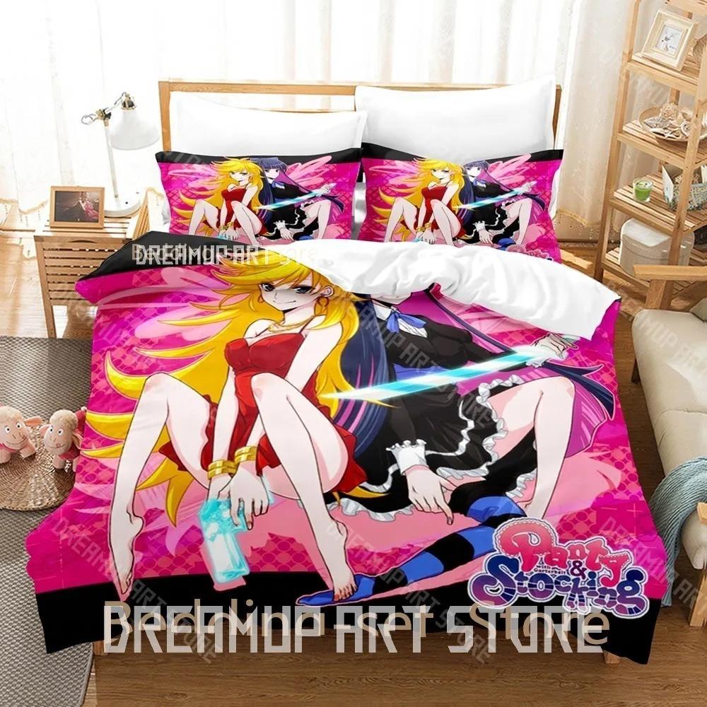 3D Print Panty And Stocking Bedding Set Single Twin Full Queen King Size Bed Set Adult Kid Bedroom Duvetcover Sets Anime Be