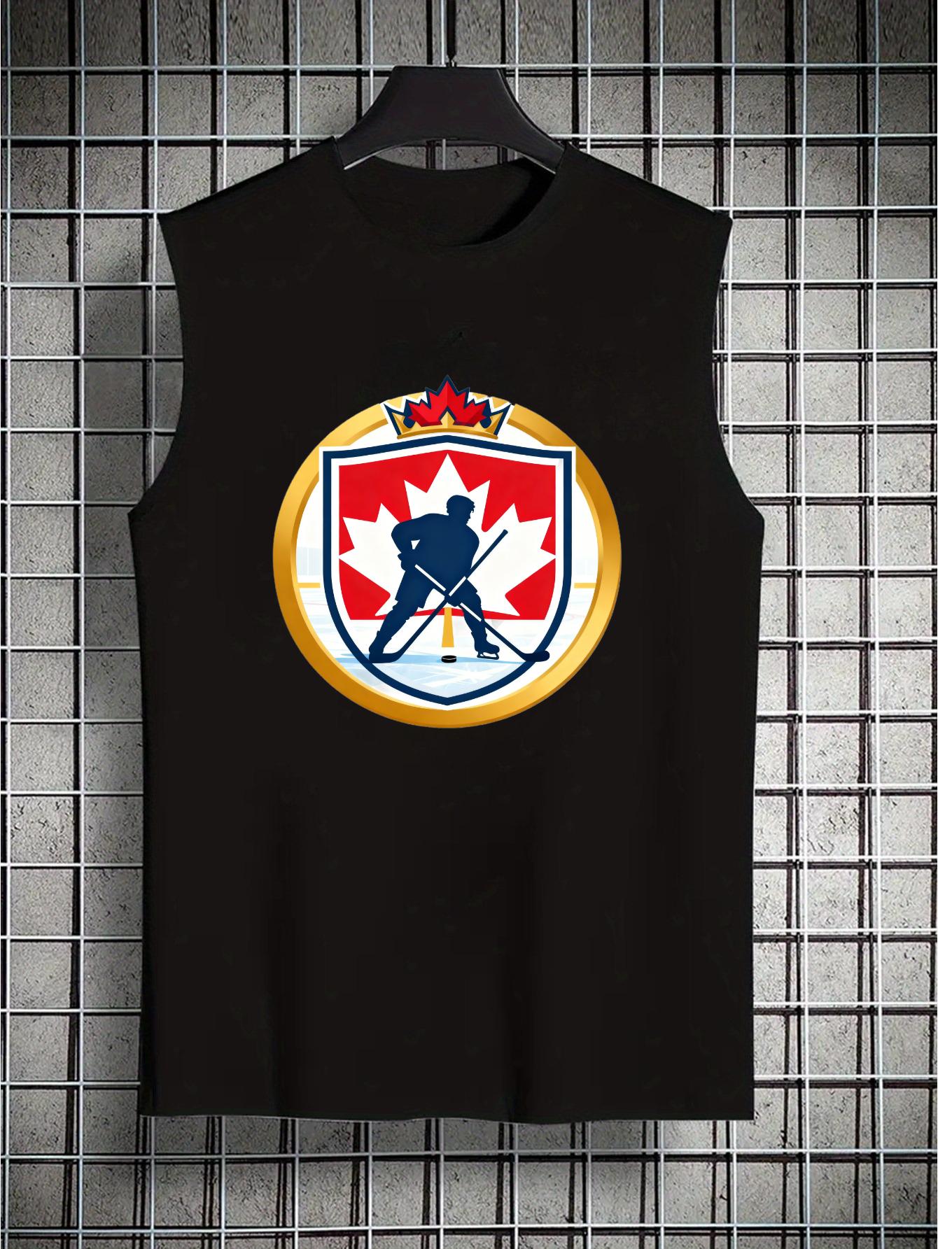 Мужская майка из полиэстера с принтом в стиле хоккея, дышащая, легкая, летняя, пляжная, повседневная жилетка S чёрный
