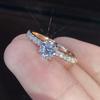1pcs Gold-color Ring Ladies Simple Light Luxury Style Soldered Glass Diamonds Imitation Gold-color Glossy Jewelry