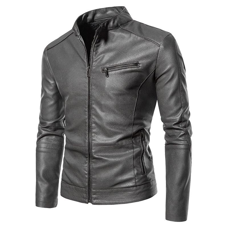 2024 Men's Autumn PU Leather Stand Collar Motorcycle Jacket - Trendy and Handsome Design