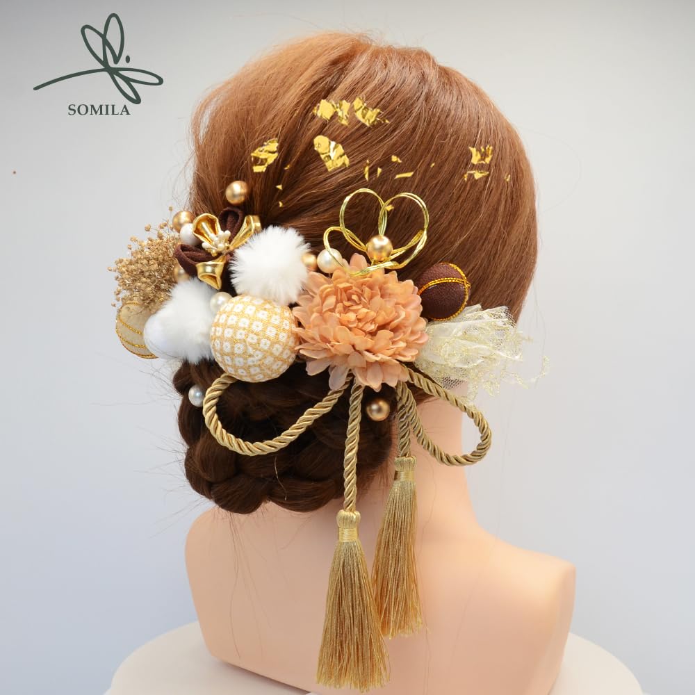 [SOMILA] [3 Colors Available] Hair Ornament for Coming-of-Age Ceremony, Graduation Ceremony, Japanese Clothing, Furisode, Kimono, Wedding,