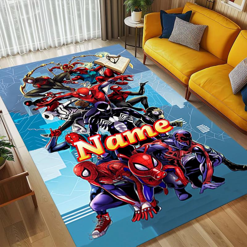 Personalized Name S-Spider M-Man Flight Living Room Non-Slip Area Rug Soft Carpet for Bedroom Kids Playroom Sofa Office Home Decor Doormat