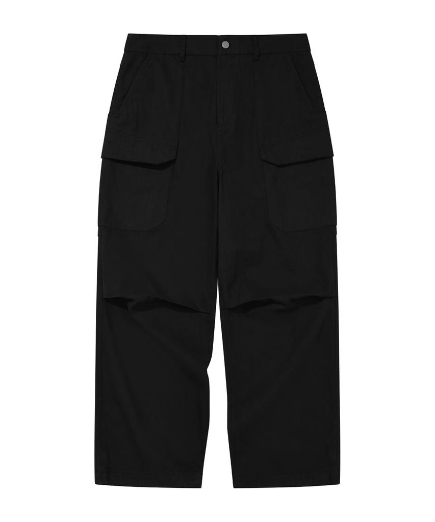 Loghideumatin Side Cargo Pocket Tuck Pants (Black)