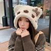 Cute Bear Ears Bow Plush Hat Women's New Autumn and Winter Warm Ear Protection Lei Feng Hat Show Face Small Hat