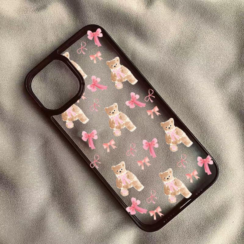 Pink Bow Bear Christmas Tree Phone Case for Samsung Galaxy S23 S22 S21 FE A56 A55 A54 S25 S24 Ultra A06 A16 A15 A35 A34 5G Cover