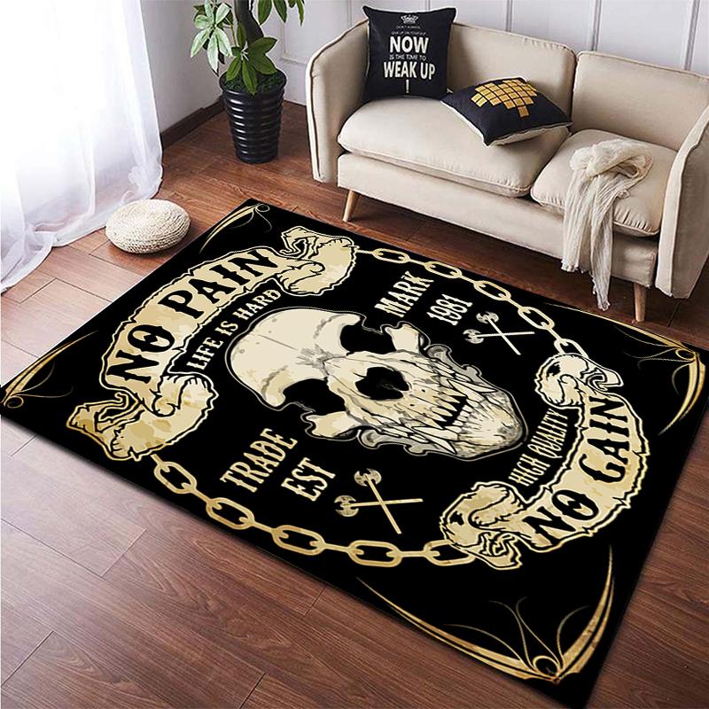 Skull Custom Fashion Carpet Doormat Rugs Living Room Area Rug Living Room Games Area Children's Crawling Mat Anime Rug Yoga Mat