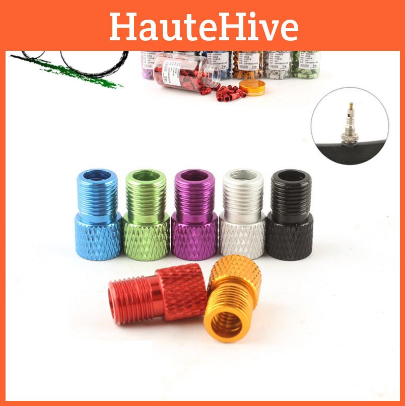 Reliable Presta To Schrader Valve Adapter Converter In Red Green Blue Black Silver And Yellow