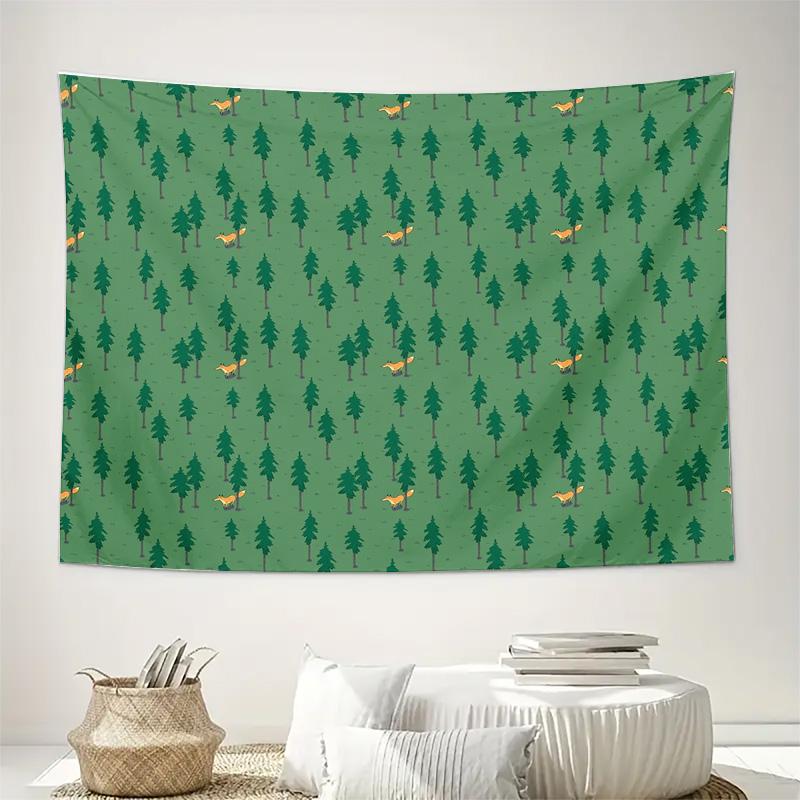 Forest Tapestry Woodland Fox Deer Nature Backdrop Wall Hanging Room Decor Home Aesthetic Vibe Dorm Decor Living Room Bedroom
