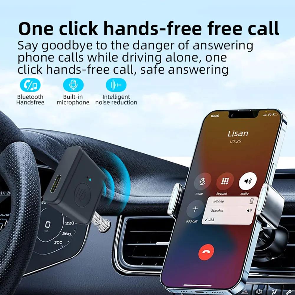 Bluetooth 5.3 Aux Receiver Wireless Car Bluetooth Adapter 3.5mm To 3.5mm Jack Audio Music Mic Handsfree Adapter for Car Speaker