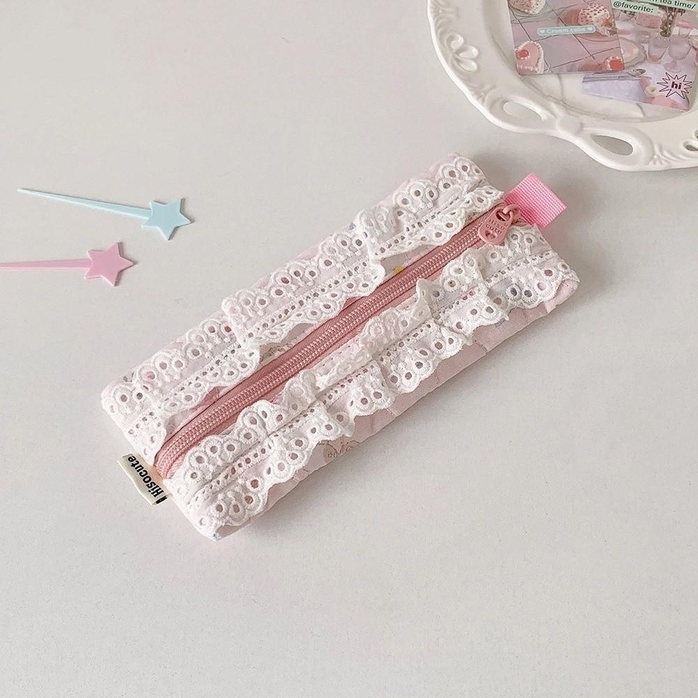 Bowknot Bow Stationery Bag Sweet Lace Bow Pencil Pouch Korean Style Pencil Case  Stationery Holder