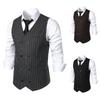 2024 Autumn Men's Fashion Slim Fit Double-Breasted Striped Vest Waistcoat