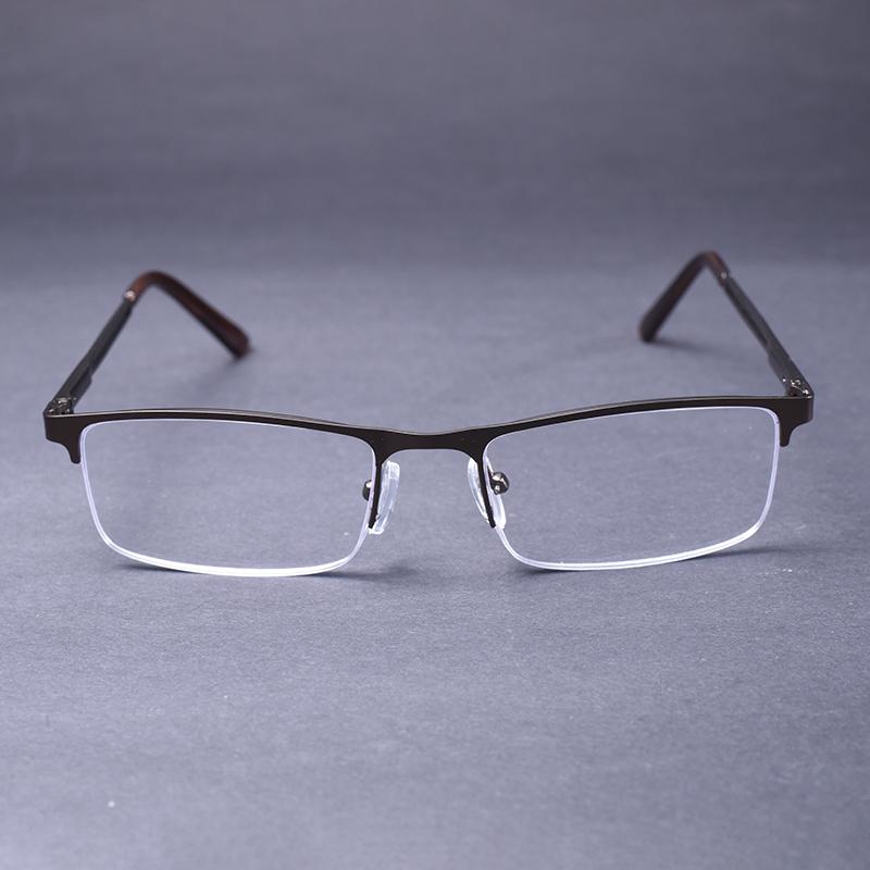 Brown Frame Anti Blue Light Men's Reading Glasses With Spring Hinge Half Frame Business Presbyopic Optical Readers +1.25+1.75+2.
