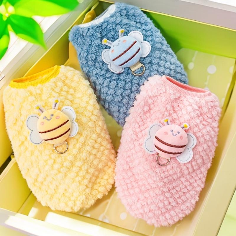 Cozy Cartoon Puppy Flannel Cat & Dog Vest - Warm Teacup Doggy Clothes for Small Pets