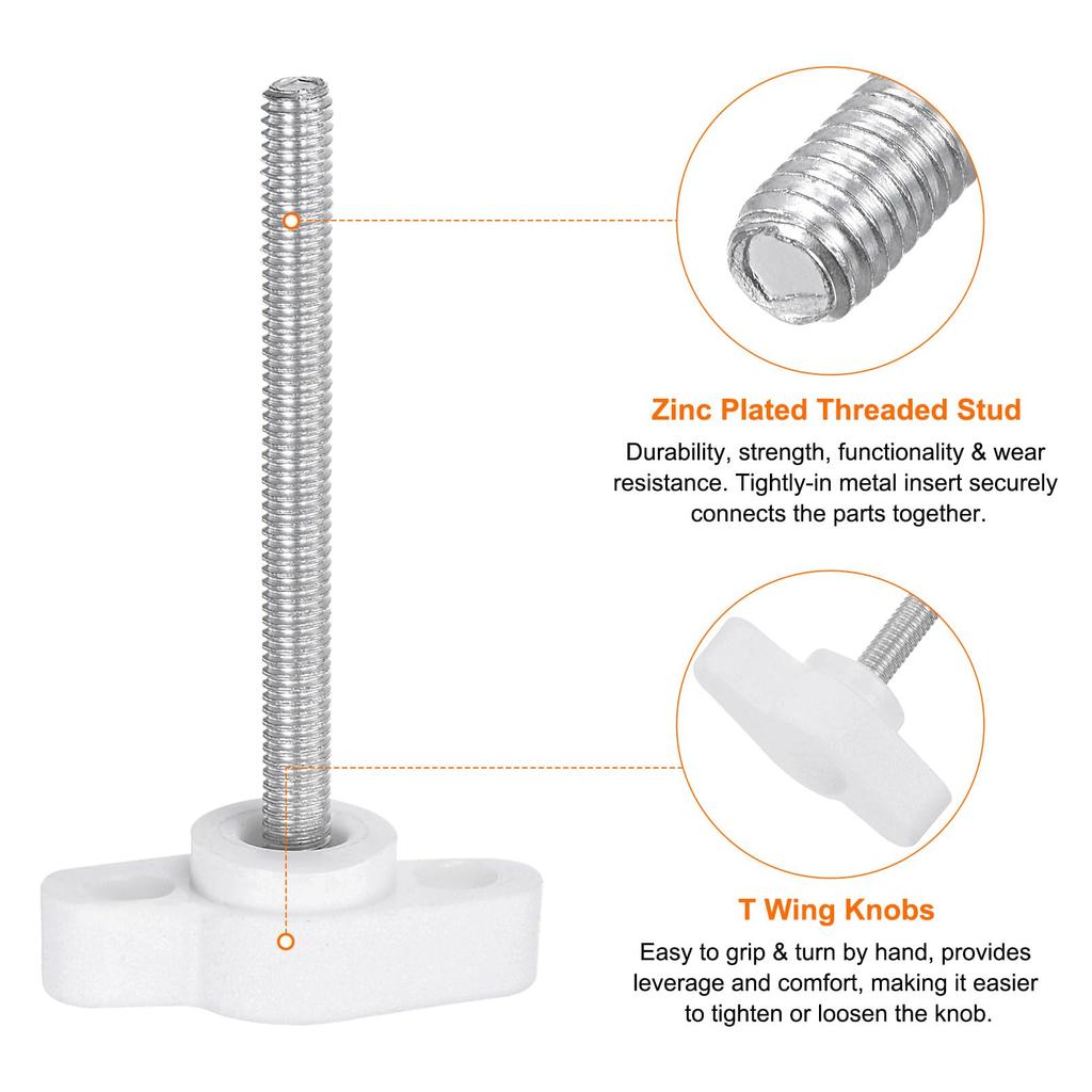 uxcell 10pcs T Shape Wing Knob Thumb Screw M4 X 45mm Standard Male Thread