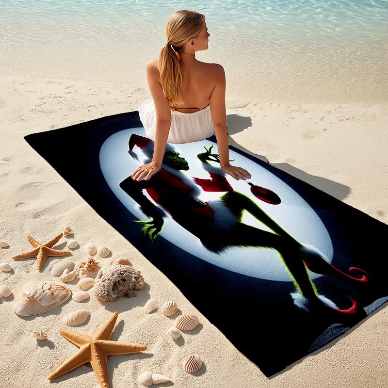 Christmas Gift Oscar Comedy Movie How the Grinch Stole Christmas soft beach towel outdoor camping vacation swinging beach scarf decorative blanket B2