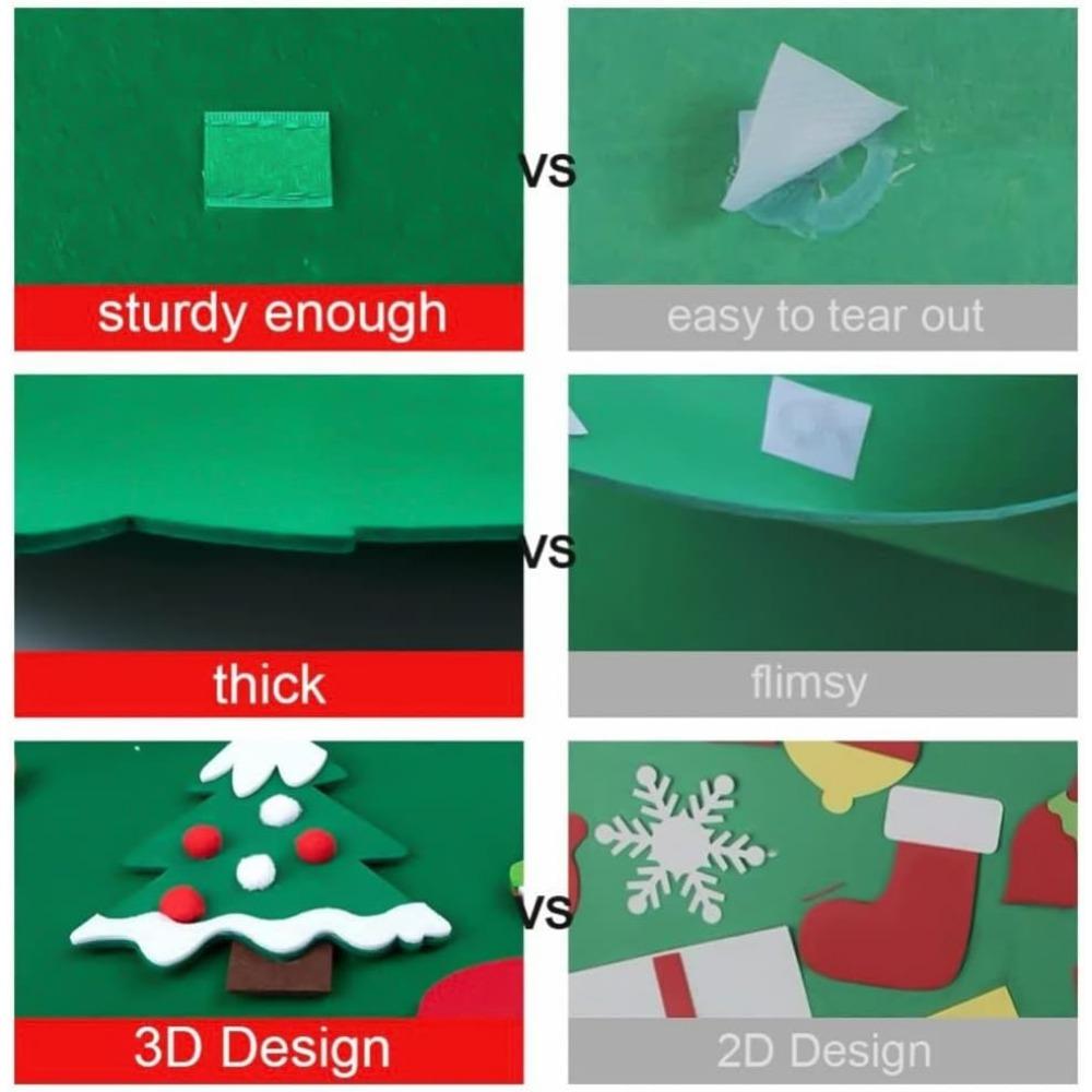Felt Christmas Tree Set DIY Toy Door Wall Hanging Christmas Tree with Detachable String Lights for Xmas Gifts Party Favor