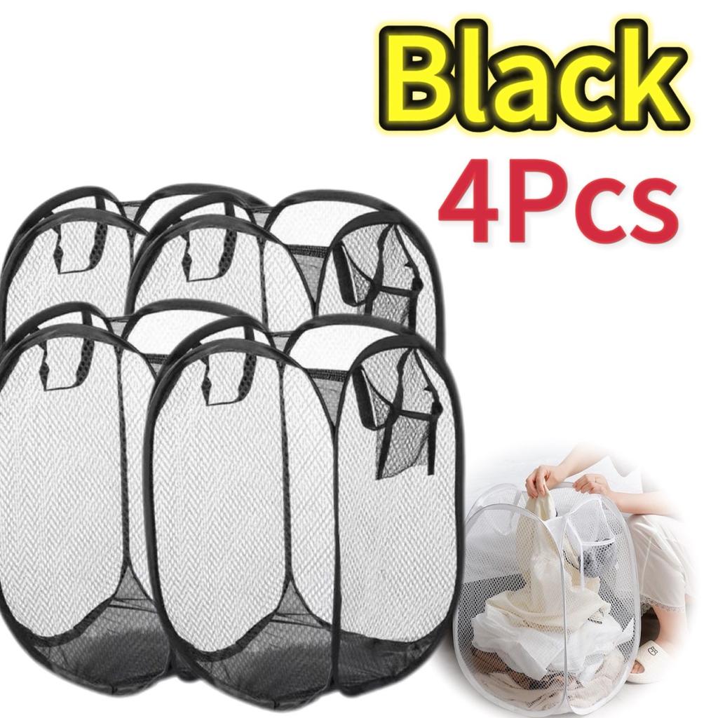 Portable Mesh Pop Up Laundry Hamper Wide Opening Breathable Collapsible Space-Saving Laundry Basket Dorm Travel Bathroom Items