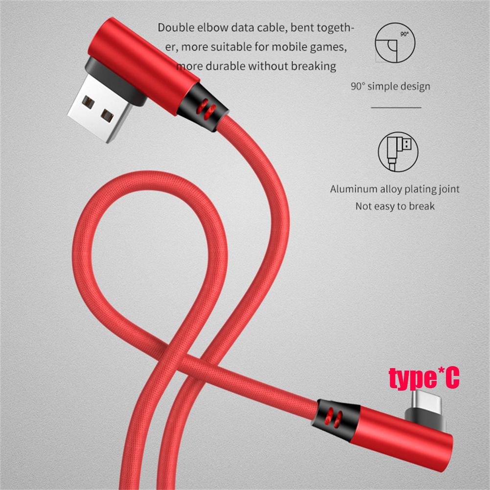 Double Elbow 90 Degree Micro Usb Type-c Data Cable Fast Charging Cable For Laptop Phone Charger Line