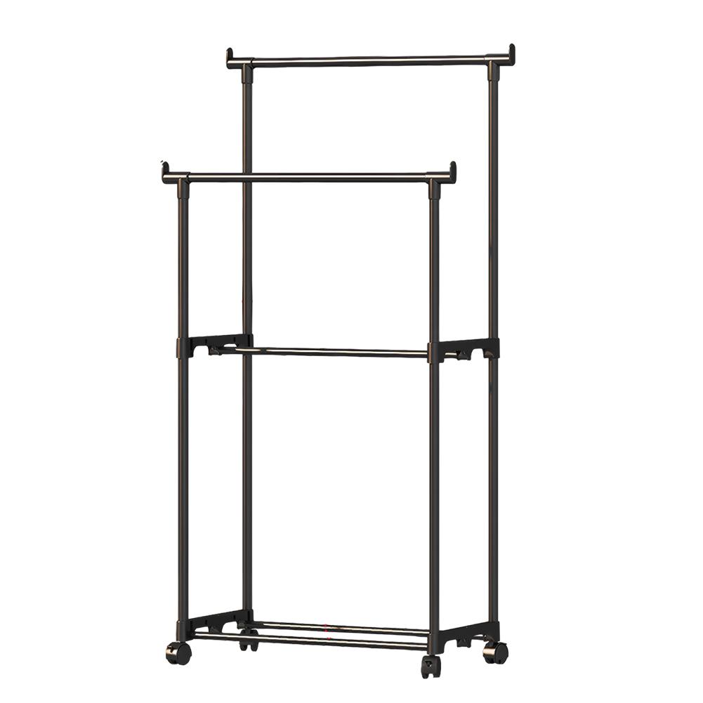 Double Rods Garment Rack Rolling Clothes Rack Multifunctional Clothes Rack with Wheels Clothes Hanging Rack for Shirt Coat чёрный 19400₽