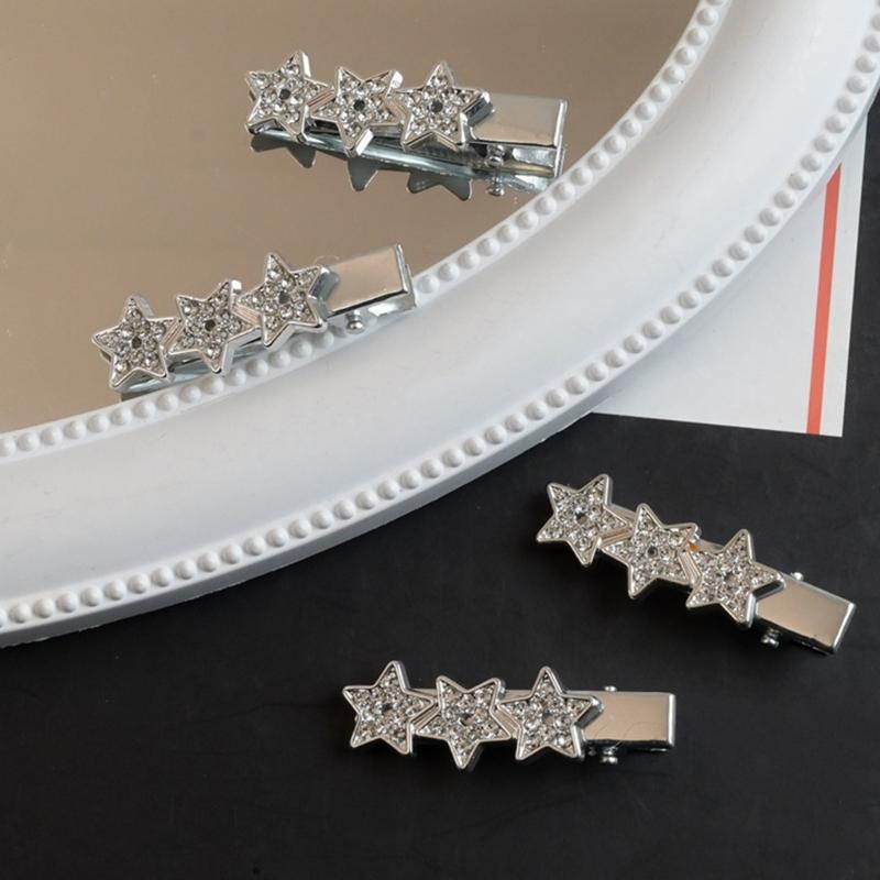 Teens Girl Hair Clip Diamond Star Shape Hair Barrettes for Summer Bangs Wear