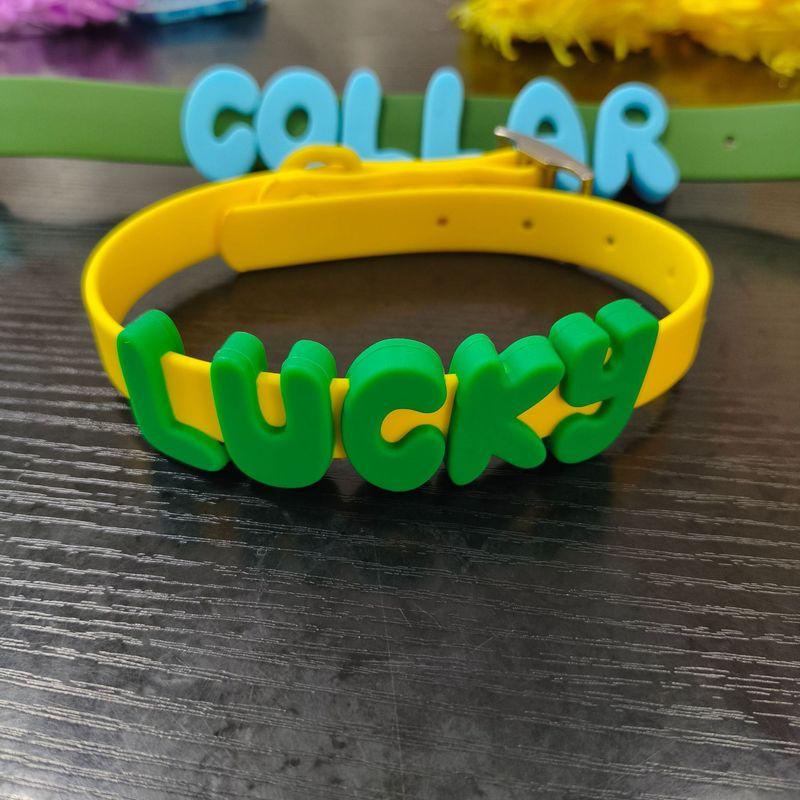 Soft Silicone Custom Name Pet Collar, Personalized Letter ID Collar for Small Medium Dogs Daily Walking