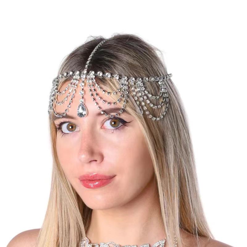 Exquisite Diamond Teardrop Tassel Bridal Headband