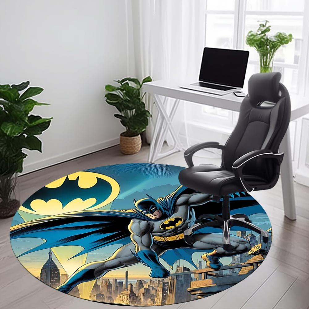 1pz Tappeto Rotondo Ufficio Batman, Sotto Sedie da Ufficio Camera da Letto Soggiorno Arredamento Casa, Decorazione Stanza, Disponibile in Varie Misure