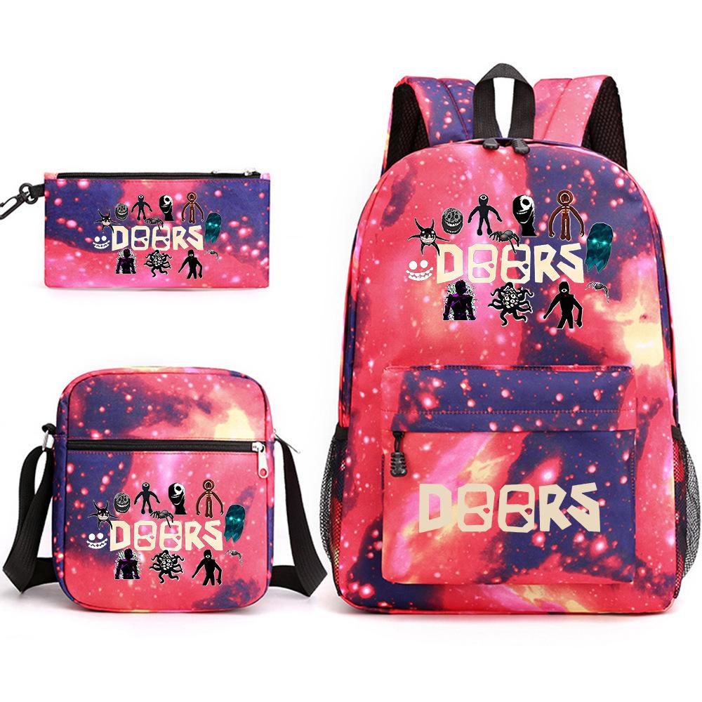 X Three-piece Schoolbag Printed Breathable Practical Backpack Large Capacity Oxford Bag
