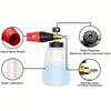 Adjustable Nozzle Foam Cannon, 1L Thick Bottle, 1/4" Quick Connect, 5 Nozzles with Base, for Pressure Washers, Battery-Free