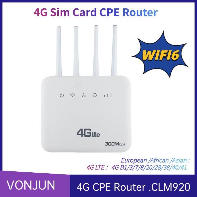 4G LTE WiFi 6 CPE Router with Dual Network Ports and SIM Card Slot