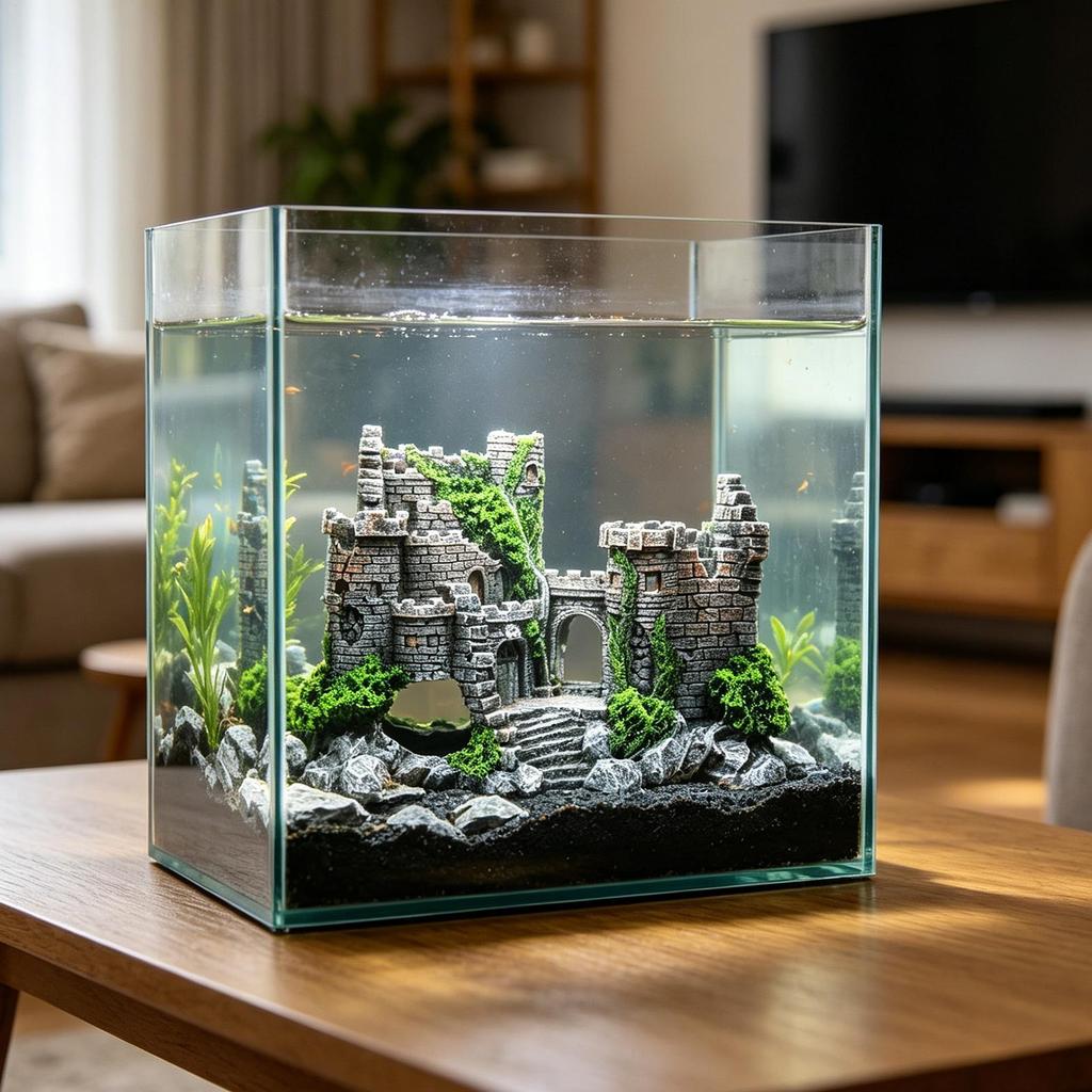 Fish Decorations For Tank Resin Vintage Betta Cave Castle Fish Tank Accessories Decorations For Saltwater Freshwater Home Indoor