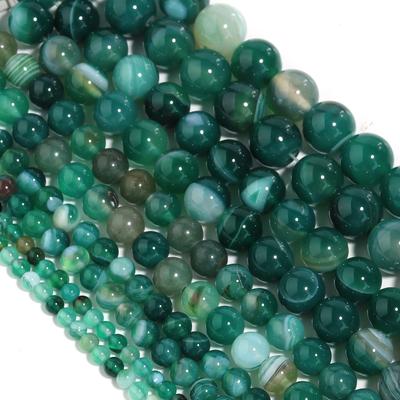 Mărgele de agat onix cu dungi verzi de primăvară 4-12 mm Mărgele de piatră libere pentru accesorii de bijuterii DIY 15''