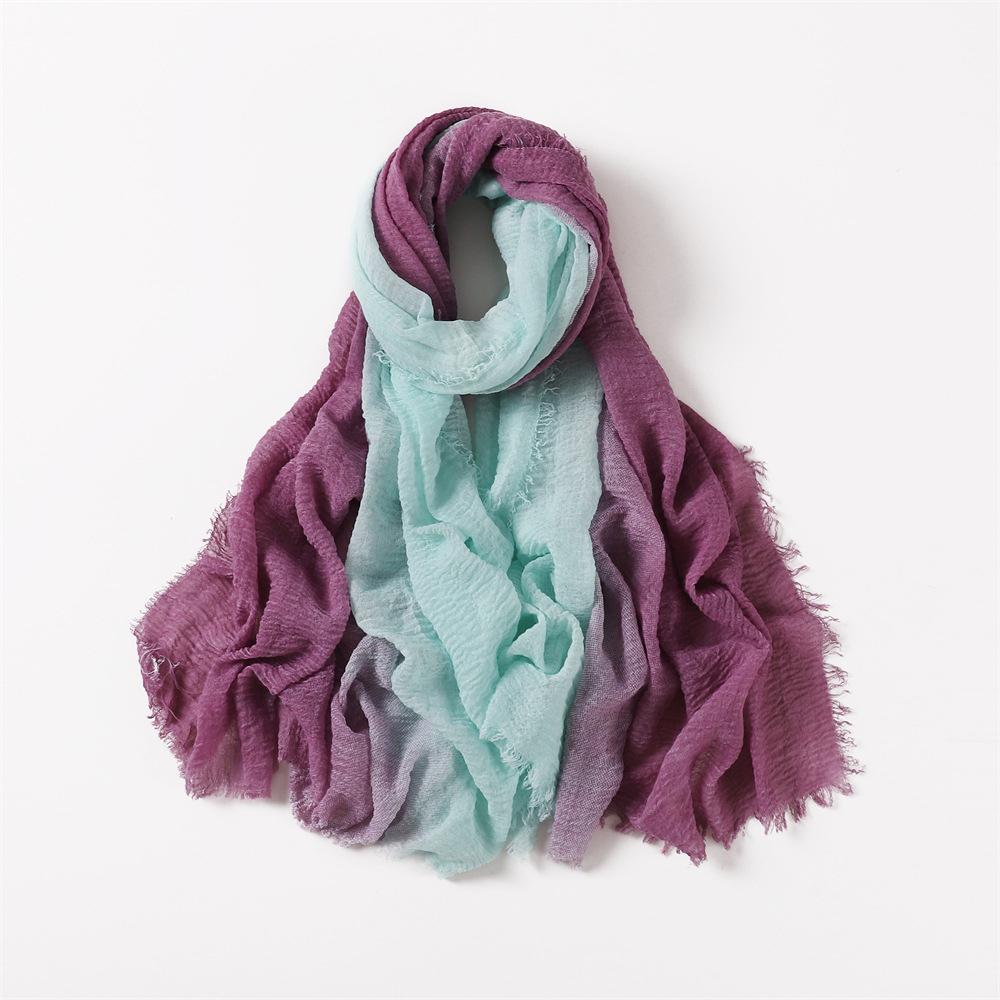 Women Gradient Cotton Linen Scarf Summer Girl Colors Patchwork Sunscreen Scarves Soft Shawl Foulard Viscose Wrap Shawls New