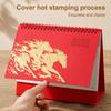 2026 Red Hollowed-Out Calendar Embossed Vintage Design Horse Year Table Calendar Chinese Style Souvenir Large-Sized Calendar