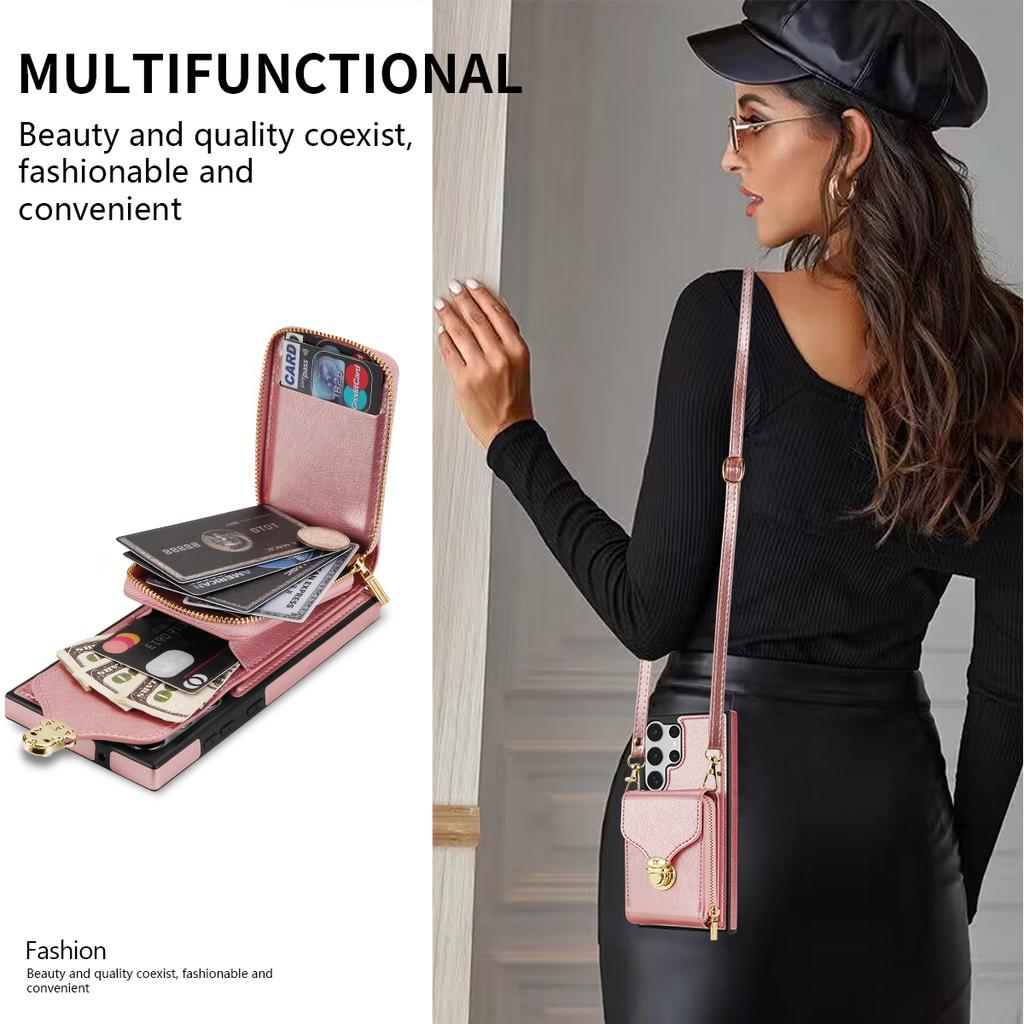 Lanyard Leather Crossbody Case For Samsung Galaxy S26 S25 Ultra S24 S23 FE S22 S21 Plus A36 A56 A37 A14 A54  Wallet Purse Cover