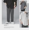 Men's Black Ice Silk Loose-Fit Short-Sleeve Shirt, Korean Style, Casual Summer Wear