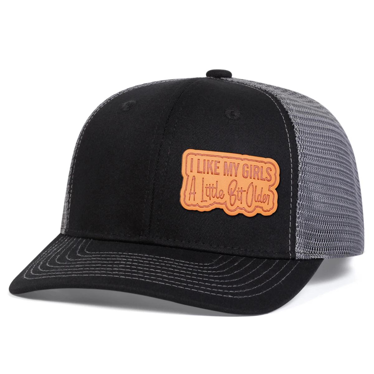 

Unisex I LIKE MY GIRLS Letter Leather Label Baseball Net Caps Adjustable Casual Hats Spring and Summer Outdoor Sunscreen Hat
