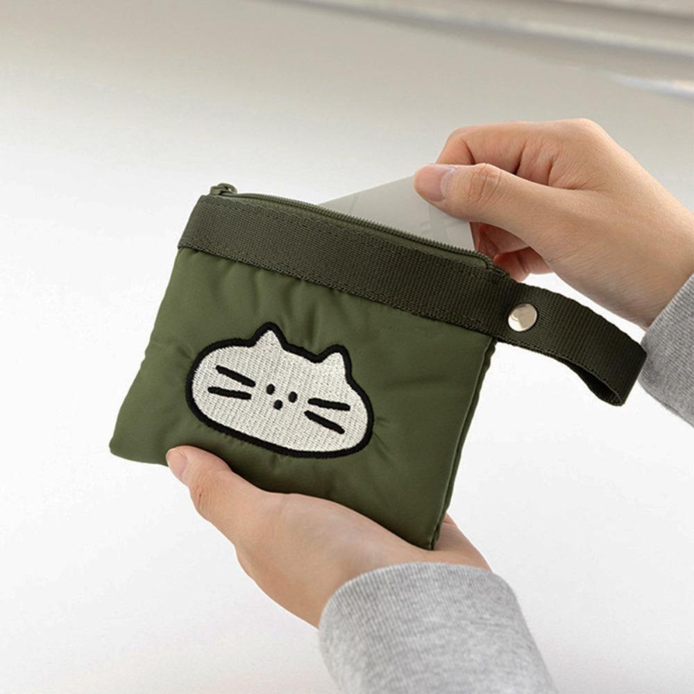 

Fashion Nylon Coin Purses Cute Cat Hanging type Small Purses Cartoon Key Coin Wallet Creative Gift зелёный